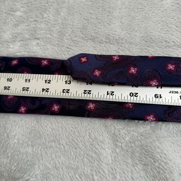 Hugo Boss Tie Mens Purple Silk Paisley Cherry Blossom Made in Italy Office Money - Picture 7 of 8